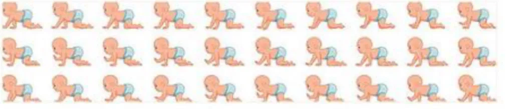 Ilustración 7: ejemplo de sprite sheet de bebé gateando [2] 