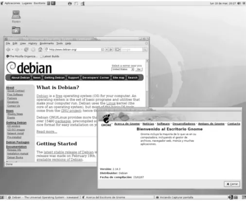 Figure 3. Debian Sid environment with Gnome 2.14
