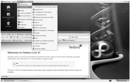 Figure 5. Fedora Core desktop with Gnome