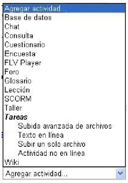 Figura 2.1. Bloque agregar actividad. 