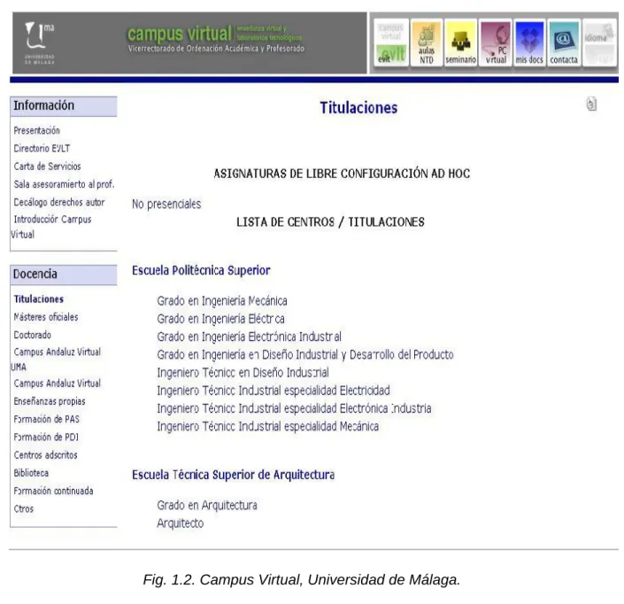 Fig. 1.2. Campus Virtual, Universidad de Málaga. 