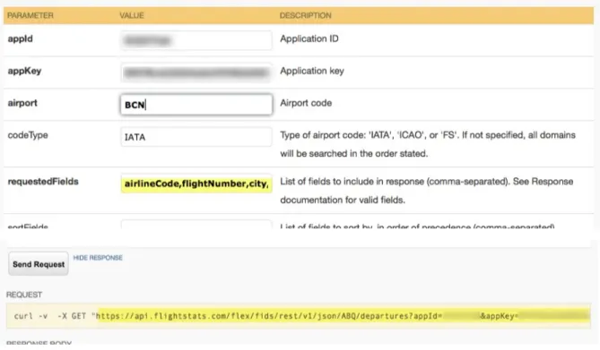 Fig. 4 – Creació de consultes de manera interactiva des de la pàgina de FlightStats 