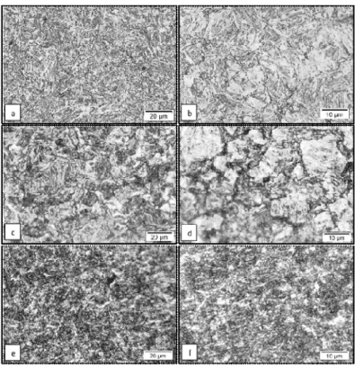 Figure 3 Optical microstructures obtained for AISI 1045 steel quenched in machining fluid at  different concentrations