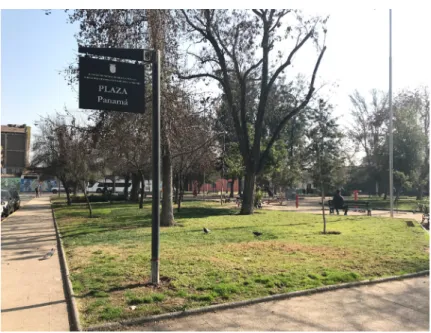 Fig. 28  Vista plaza desde esquina Martínez de Rozas sur con Maturana. Fuente: 