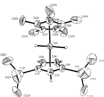 Fig.  2.  ORTEP  view  of  the  molecular  structure  of  Ta(n’-C,Me,)(r$  C,H,(SiMe,),}H,,  12,  with  the  atom  numbering  scheme