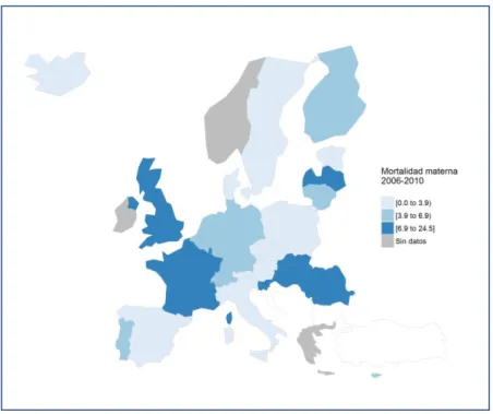 Figura 3: Razón de Mortalidad Materna en los países de la Unión Europea. 2006-2010 