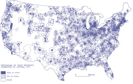 fig. 9  Percentage of tract residents com- com-muting to central city Brenner, Neil. arqdocs Neil Brenner