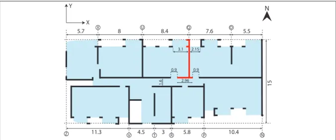 Figure 3.2. Typical story floor plan (dimensions in meters).