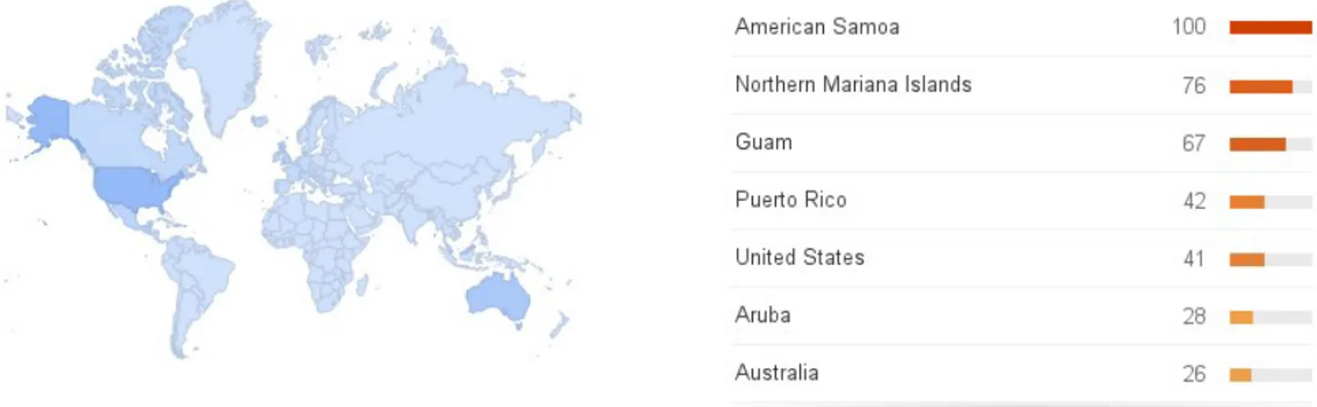 Figura 19 – Regiones que más han buscado “MySpace”