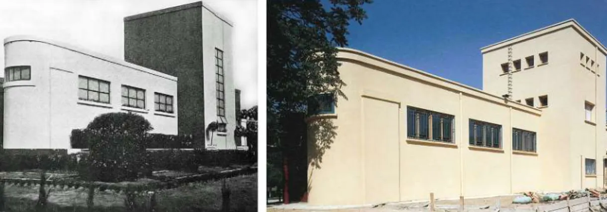 Fig. 2. Fernando García Mercadal. El Rincón de Goya, Zaragoza, 1926-1928. Estado del edificio tras su  restauración en 1983 y en 1928