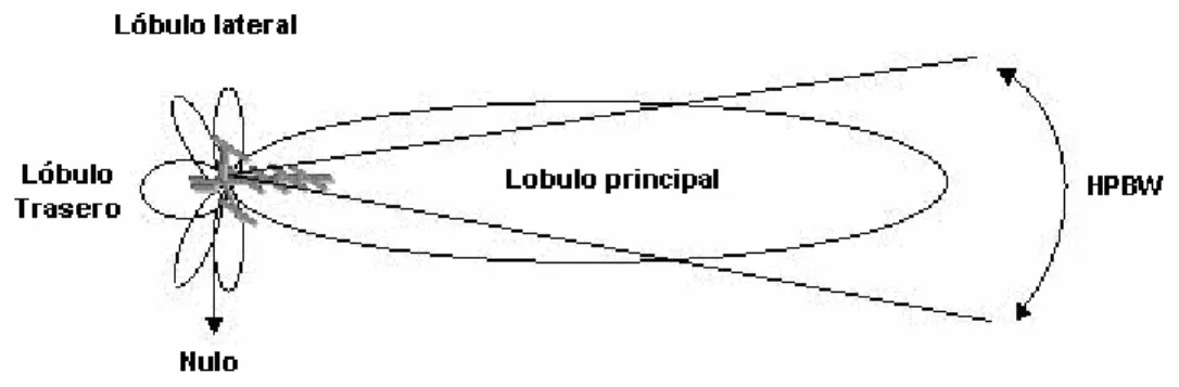 Figura 1.3: Patrón de radiación bidimensional de una antena direccional genérica. 