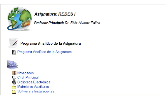 Figura 3.1. Portada del curso de Redes I 