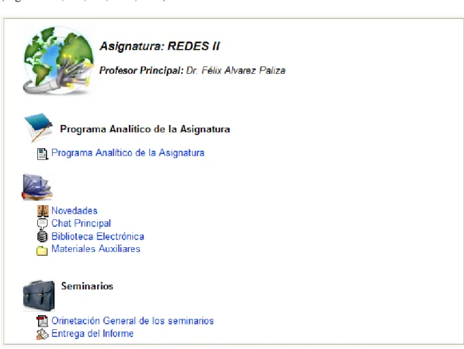 Figura 3.7. Portada del curso de Redes II 