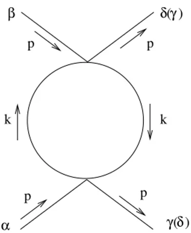 Figura 5.2: Diagrama dos (canal t). Notar que el diagrama en el canal u (diagrama tres) surge de solo intercambiar las patas externas γ y δ.