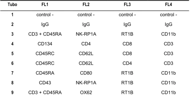 Tabla 2. Panel inmunofenotípico de protocolos I y II 