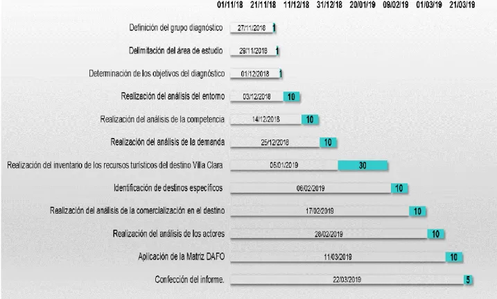 Figura 1. Cronograma de trabajo seguido para el diagnóstico. 