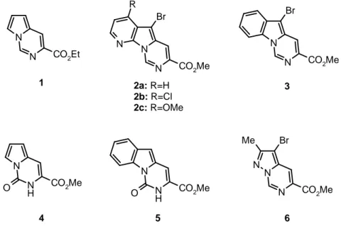 Figura  3.2.  Azolopirimidinas  utilizadas  en  híbridos  péptido-heterociclo  como  potenciales inhibidores de calpaína