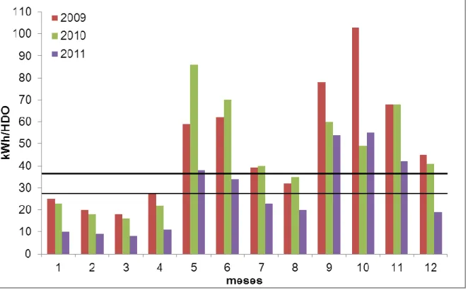 Fig. 3.2 Relación de Índice de Consumo vs meses 