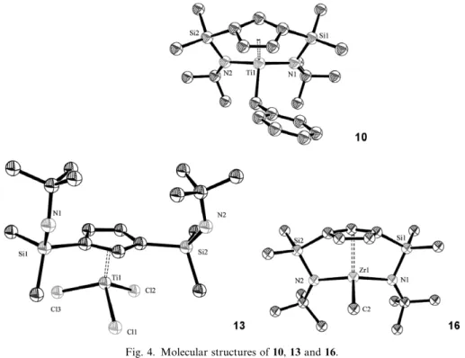 Fig. 4. Molecular structures of 10, 13 and 16.