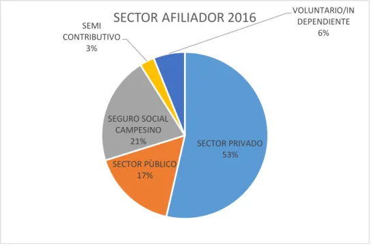 Figura 9. Sector afiliador. Periodo 2016. La información fue obtenida de la página web  del  Consejo  Nacional  para  la  discapacidad