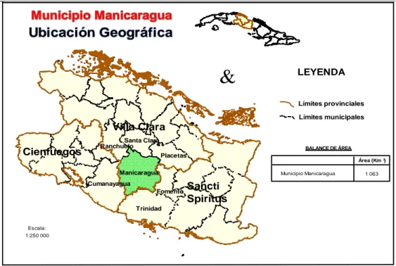 Figura 2.1. Mapa de la ubicación geográfica del municipio de  Manicaragua 