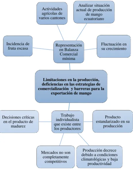 Figura 1. Detalle del árbol de problemas – Elaboración: La autora  Limitaciones en la producción,  deficiencias en las estrategias de  comercialización  y barreras para la 