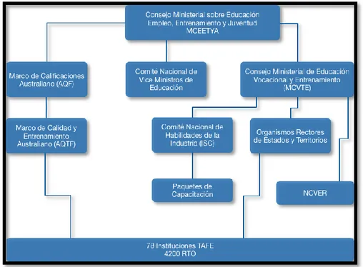 Figura N°7: Resumen de los organismos rectores del Sistema VET en Australia. 