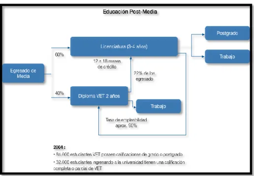Figura N°8: Opciones de estudio para egresados de la educación media en Australia  (Tomado de Rhys, 2007, p.30) 