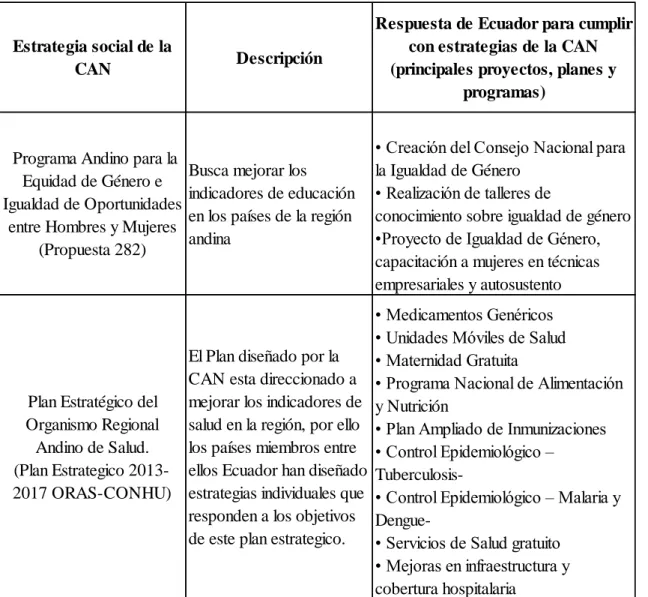 Figura 8 Programas sociales de la CAN ejecutados por Ecuador  