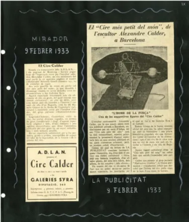 Fig. 7. Artículos del Mirador y La  Publicitat, 9 de febrero de 1933.