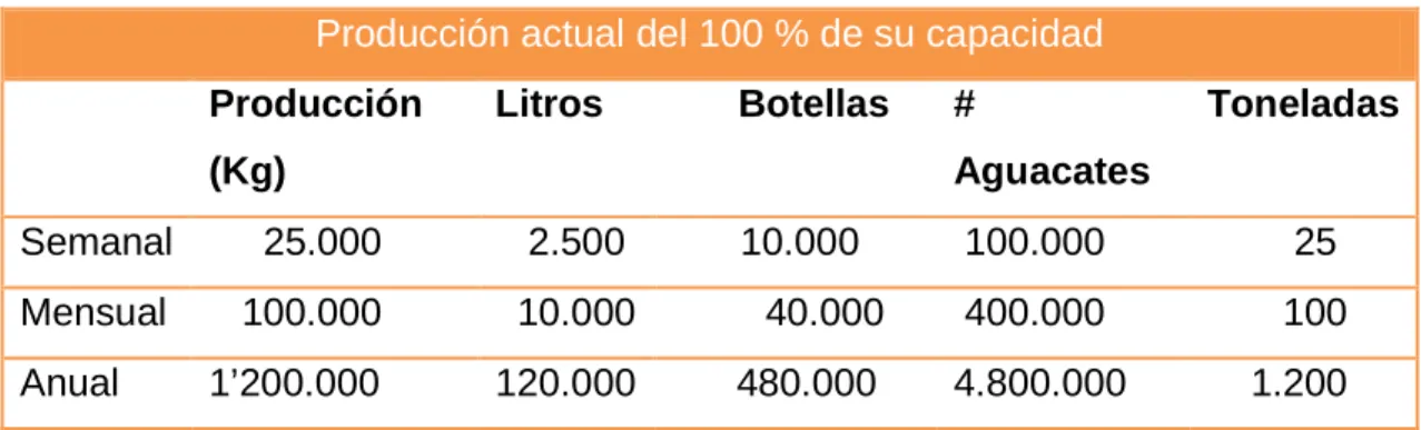 Tabla 4: Capacidad total  de la empresa. 