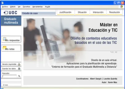 Fig. 2. Snapshot of a prototype for cases to be implemented at the Máster en  Educación y TIC (e-learning) at UOC