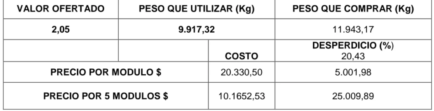 Tabla 8: Resumen Muro Tipo 1 valor real 