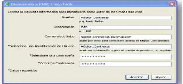 Figura 13. Formulario aplicación CmapTools Fuente: CmapTools, 2016.