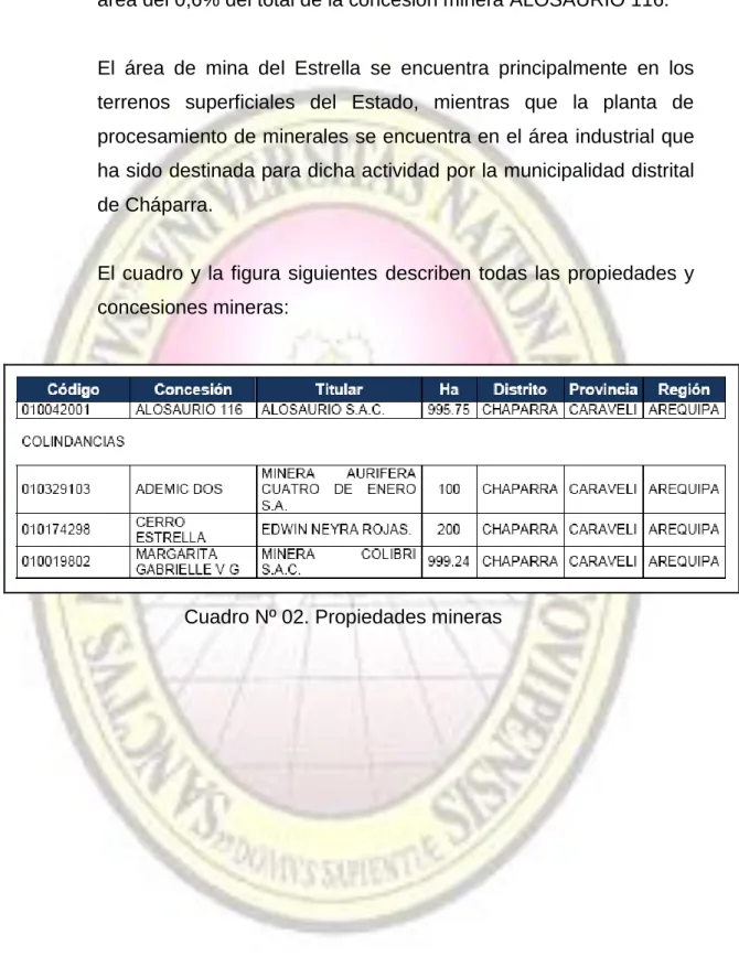 Cuadro Nº 02. Propiedades mineras 