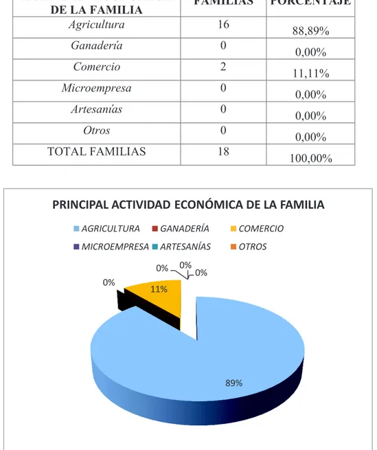 Tabla 1.2. Distribución porcentual de la actividad económica de la familia. 