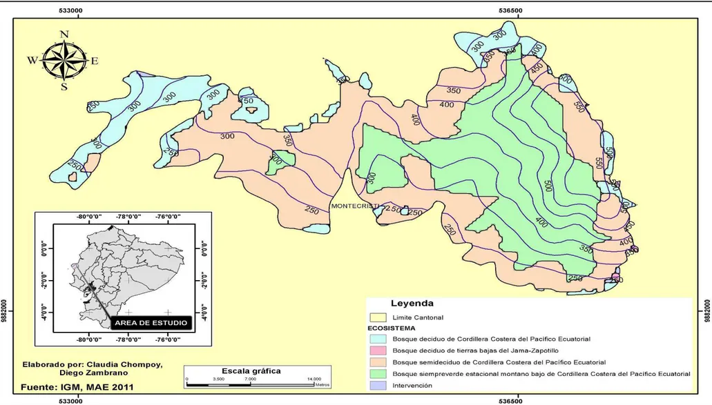 Figura 6: Mapa de ecosistemas del cerro Montecristi