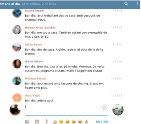 Fig. 1 Screenshot of the Telegram chat group for daily updates about tasks.