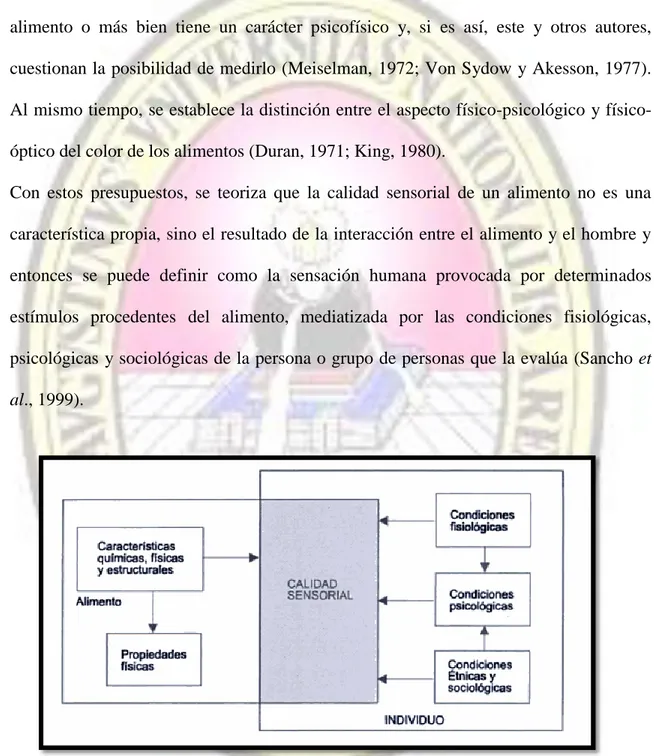 Figura 1. Esquema representativo de la calidad sensorial predominates en el periodo     1950 - 1970 de Costell y Durán (Sancho et al., 1999)