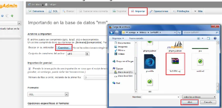 Figura 3.4- Importar el arhivo de la base de datos. 