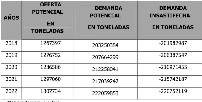 Tabla 19 Demanda insatisfecha en el mercado de Miami. 