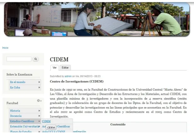Figura 3.6 Página “Estudios Científicos” 