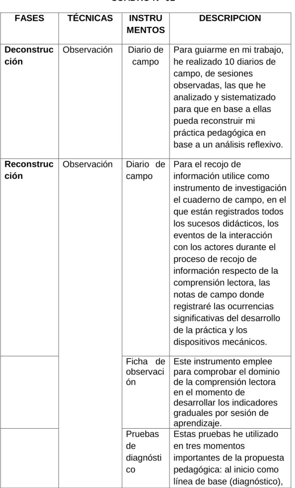 CUADRO N° 01  FASES  TÉCNICAS  INSTRU