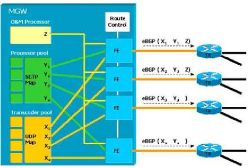 Figure 2.5: Ericsson’s Media Gateway IP Structure and Flow Components  Señalización (Media Gateway Control Protocol) 
