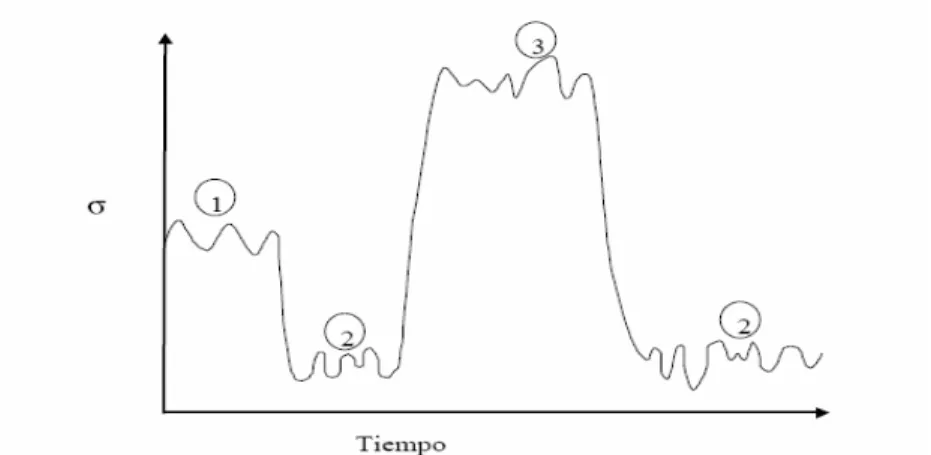 Figura 7. Esquema gráfico de las resultantes de los rangos de tensiones cíclicas sobre un período  de tiempo