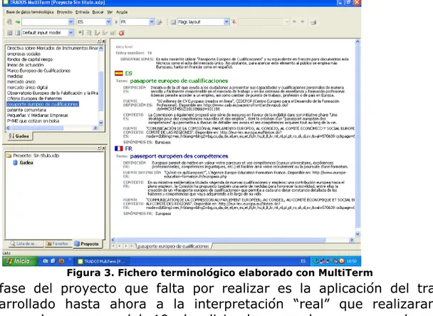 Figura 3. Fichero terminológico elaborado con MultiTerm 