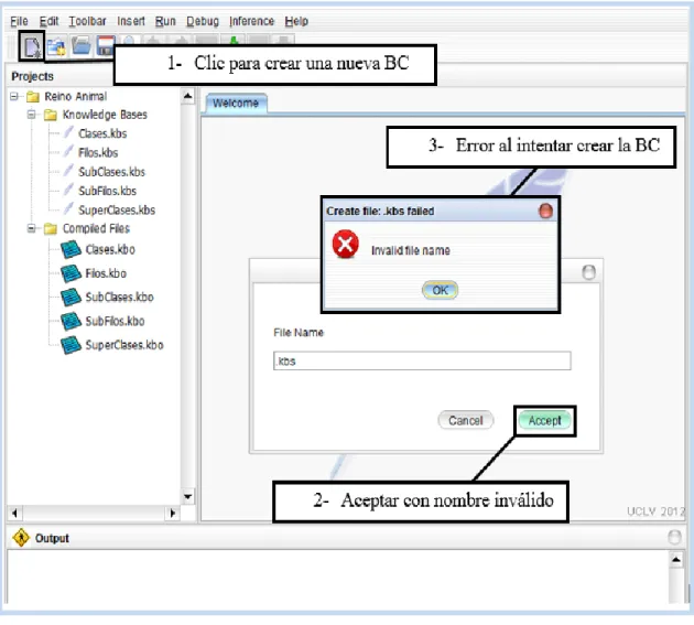 Figura II.9a Al intentar crear una BC con nombre “.kbs” 