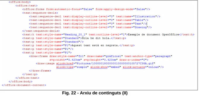 Fig. 22 - Arxiu de continguts (II) 