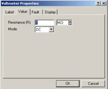 Figura 2.3. Panel de configuración de la R interna del Voltímetro 