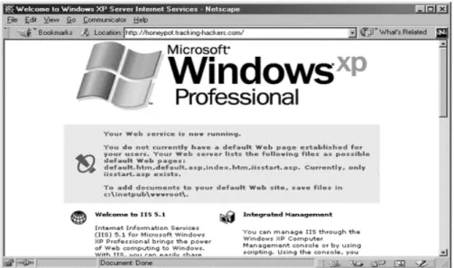 Figura 2.2  Simulación de un servidor Web  Windows XP por el Honeypot Specter